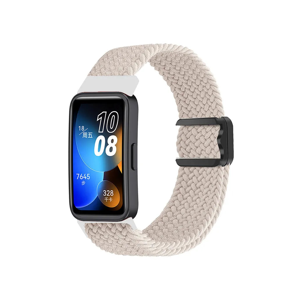 Nylon Adjustable Braided Strap, starlight, on a watch, 3/4 front view