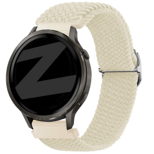Braided Nylon Strap, starlight, on a watch, 3/4 front view