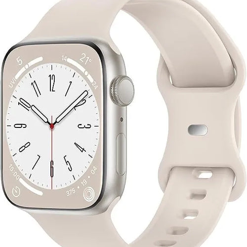 Silicone Strap, starlight, on a watch, 3/4 front view