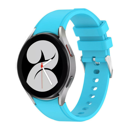 Silicone Strap 'Perfect Fit', light blue, on a watch, 3/4 front view