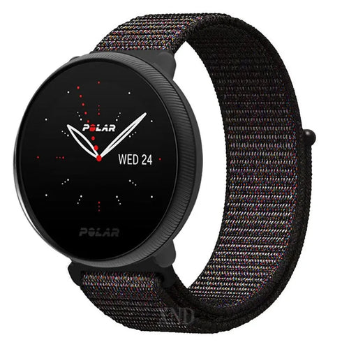 Nylon Strap, black, on a watch, 3/4 front view