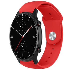 Silicone Sport Strap, red, on a watch, 3/4 front view