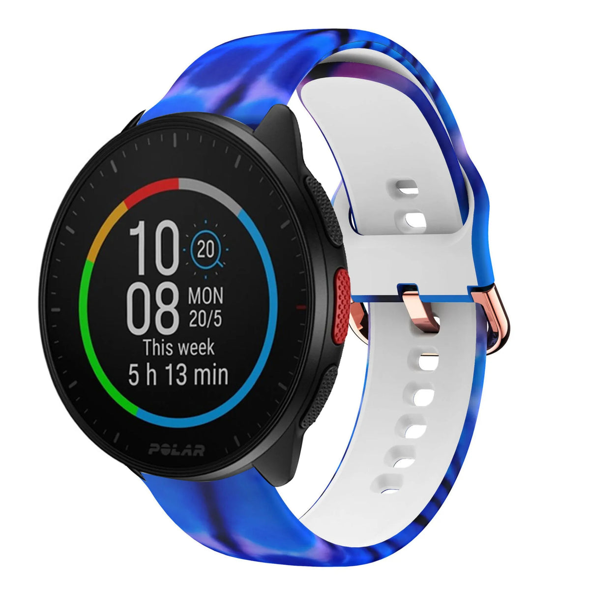 Print Silicone Strap, on a watch, 3/4 front view