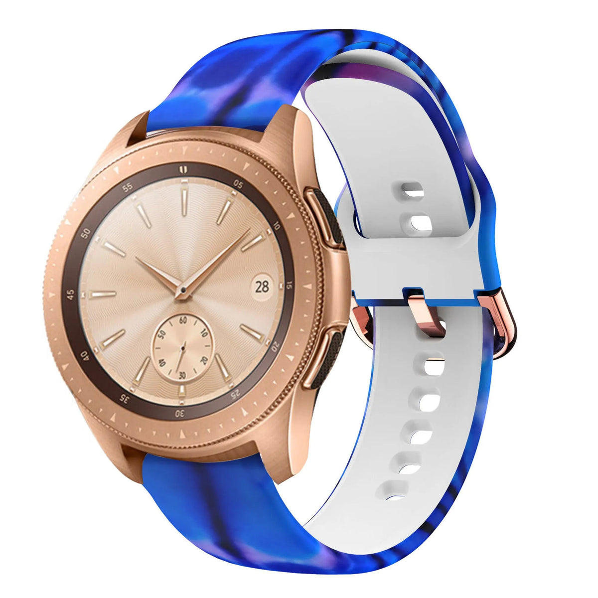 Print Silicone Strap, on a watch, 3/4 front view