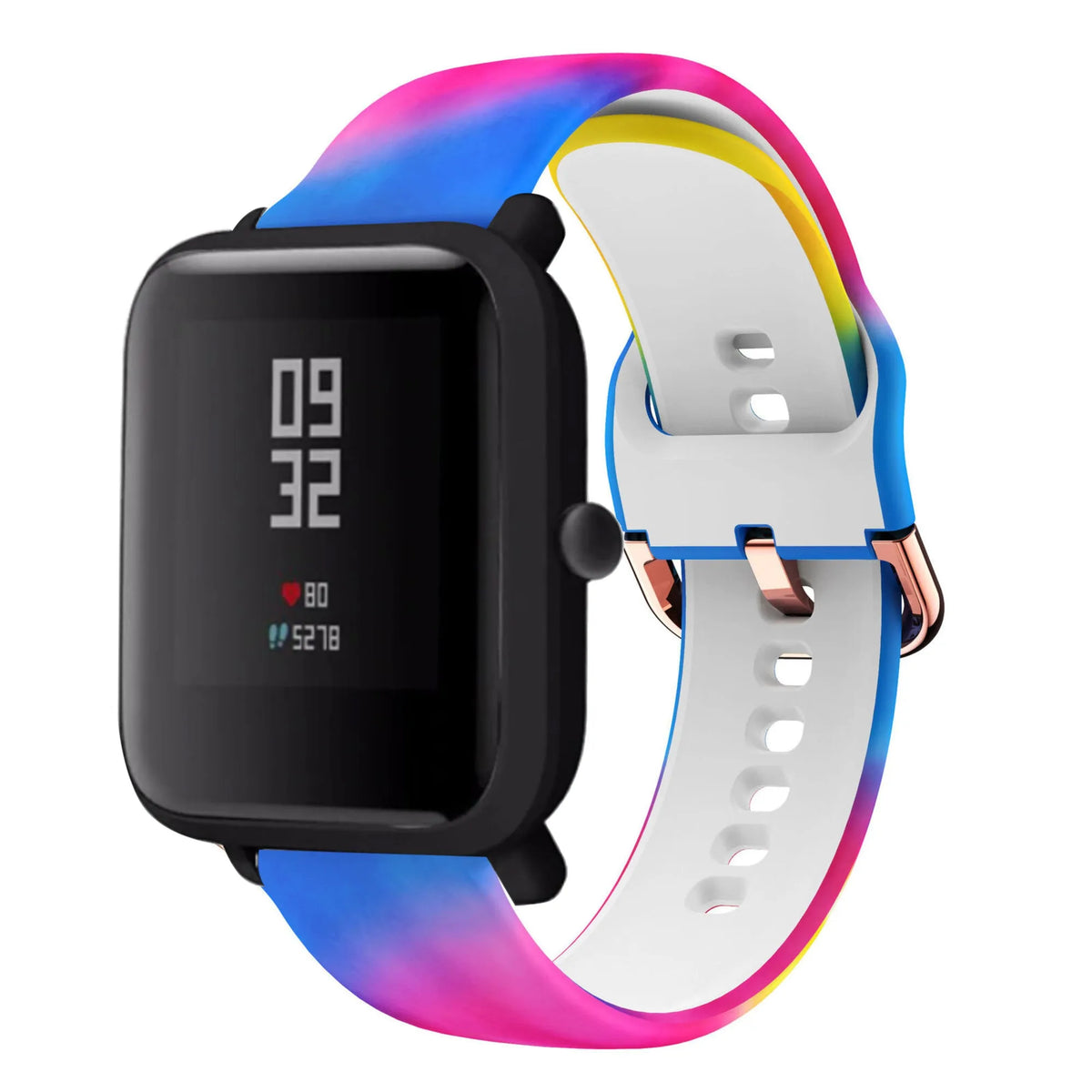 Print Silicone Strap, on a watch, 3/4 front view