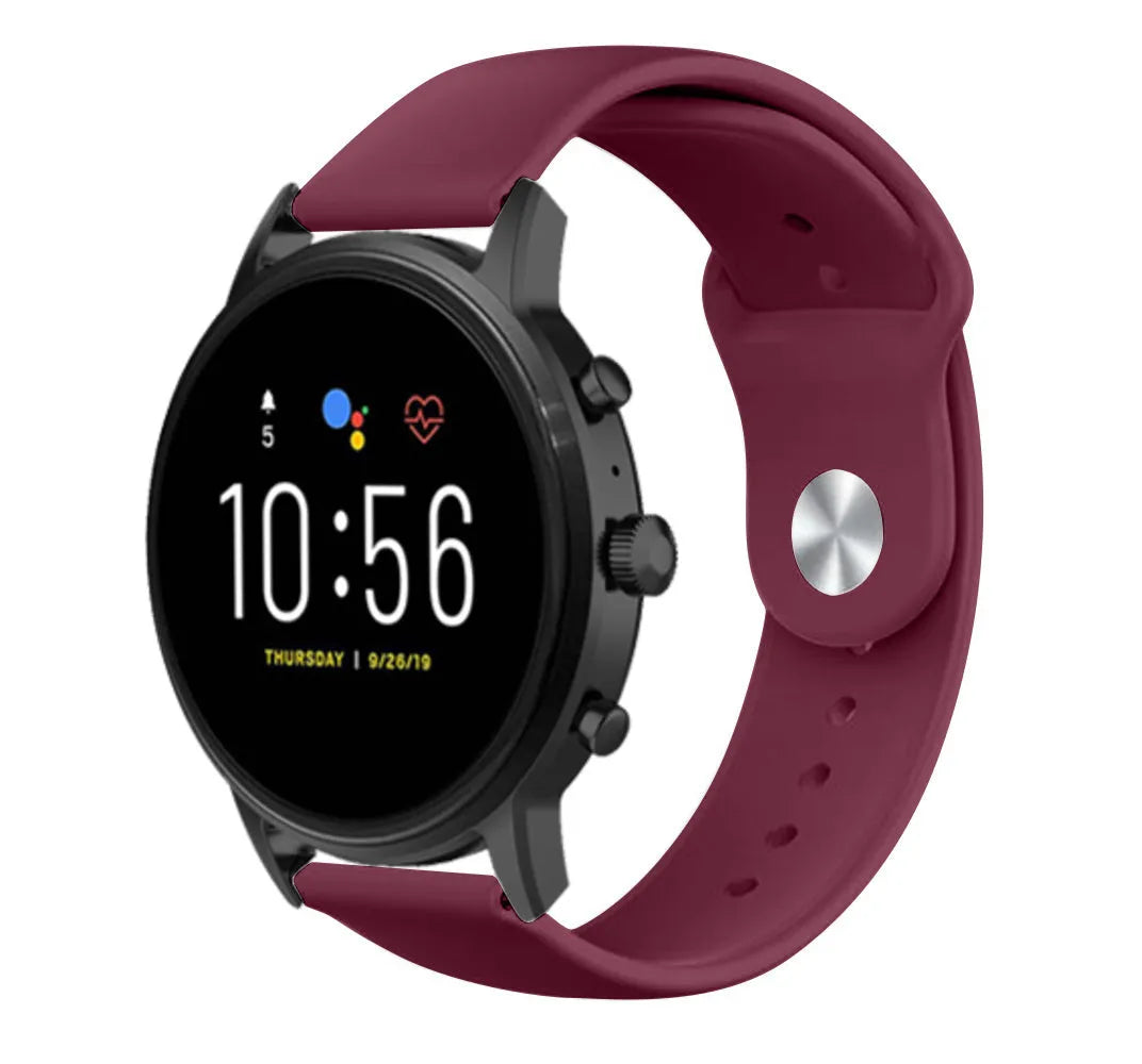 Silicone Sport Strap, on a watch, 3/4 front view