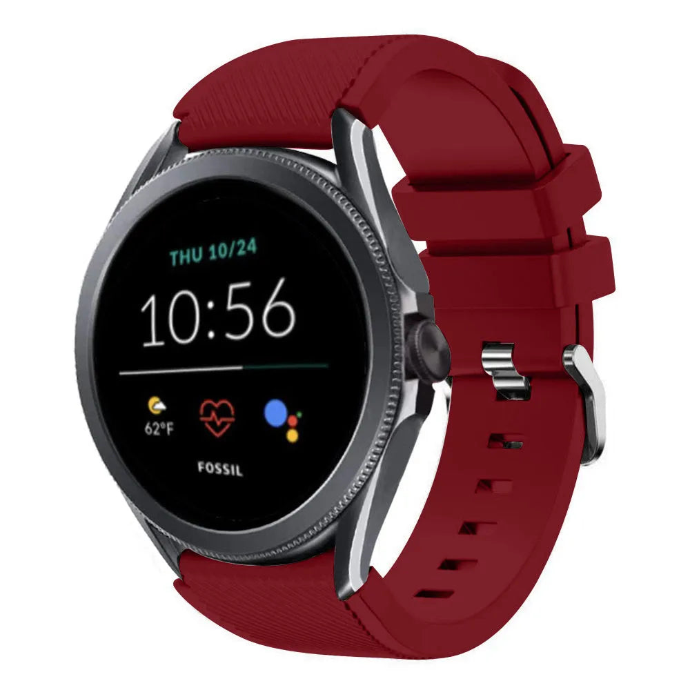 Twill Silicone Strap, on a watch, 3/4 front view