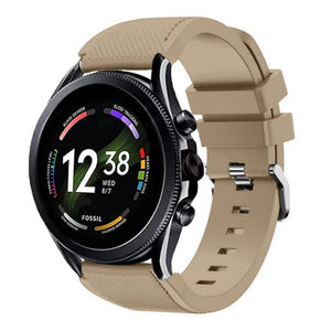 Twill Silicone Strap, beige, on a watch, 3/4 front view