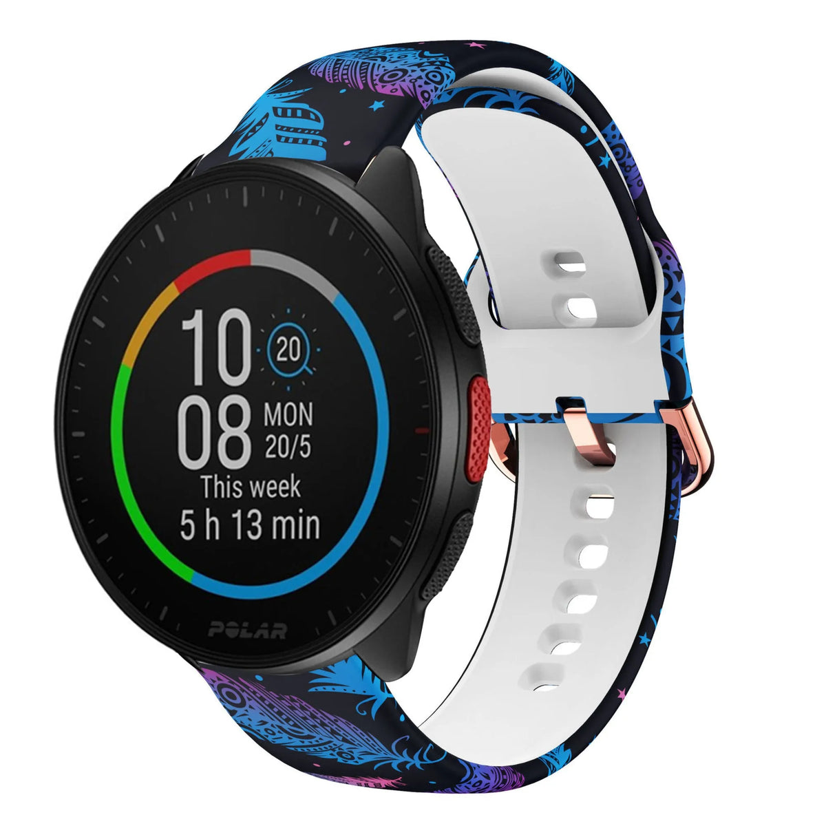 Print Silicone Strap, on a watch, 3/4 front view