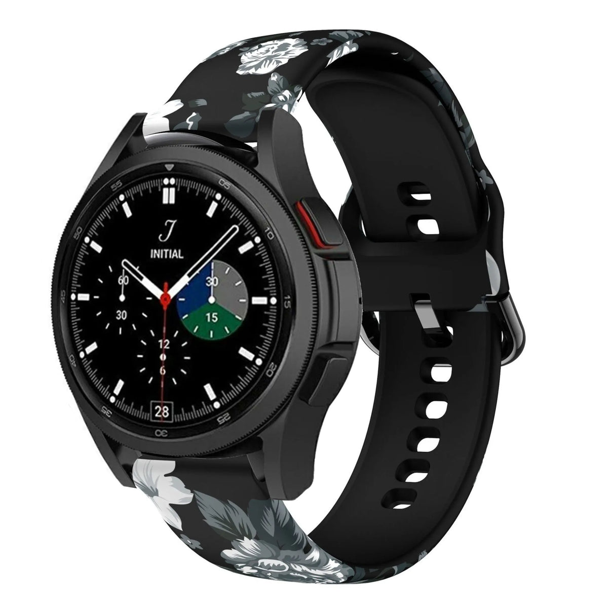 Print Silicone Strap, on a watch, 3/4 front view