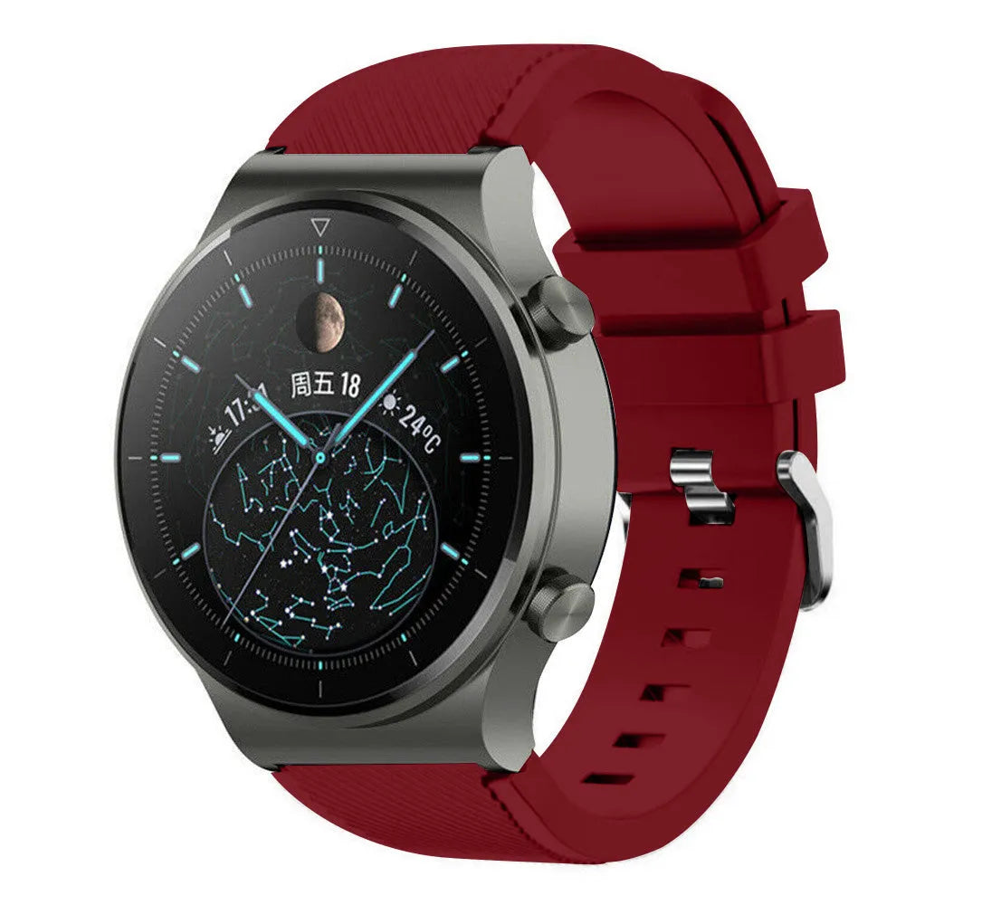 Twill Silicone Strap, on a watch, 3/4 front view