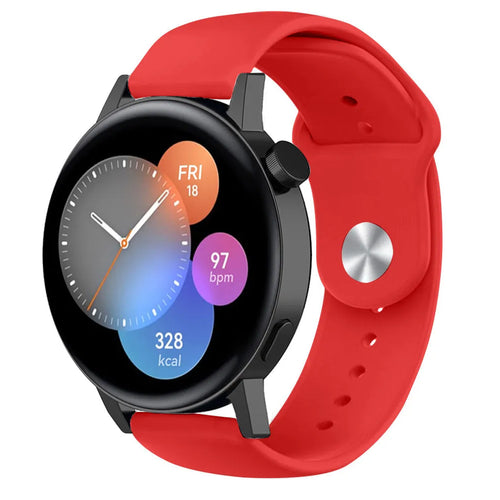 Silicone Sport Strap, red, on a watch, 3/4 front view