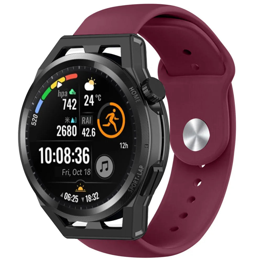 Silicone Sport Strap, on a watch, 3/4 front view