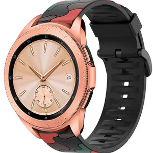Silicone Camo Strap, red, on a watch, 3/4 front view
