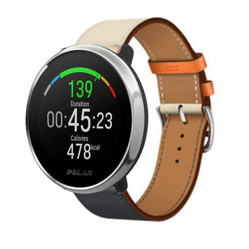 Leather Strap 'Duo', on a watch, 3/4 front view