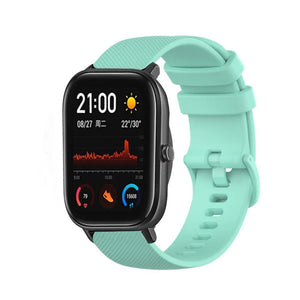 Premium Silicone Strap, aqua, on a watch, 3/4 front view