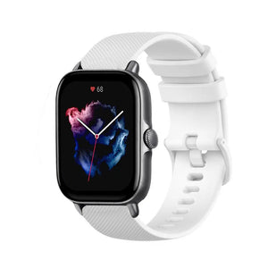 Premium Silicone Strap, white, on a watch, 3/4 front view