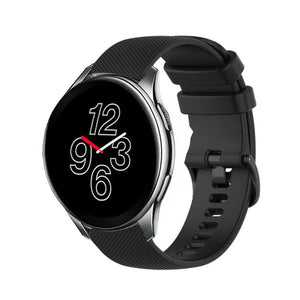 Premium Silicone Strap, black, on a watch, 3/4 front view