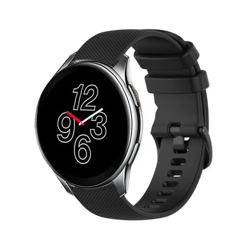 Premium Silicone Strap, black, on a watch, 3/4 front view