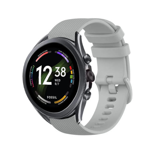 Premium Silicone Strap, grey, on a watch, 3/4 front view
