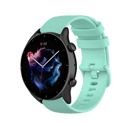 Premium Silicone Strap, aqua, on a watch, 3/4 front view