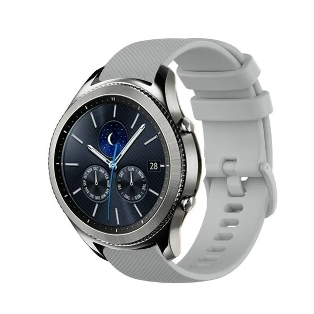 Premium Silicone Strap, grey, on a watch, 3/4 front view