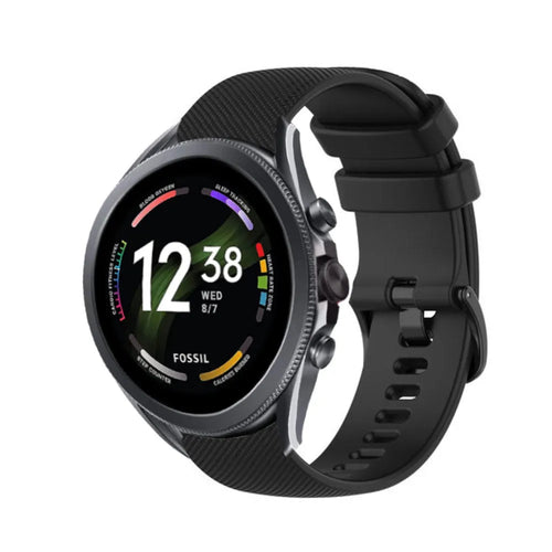 Premium Silicone Strap, black, on a watch, 3/4 front view