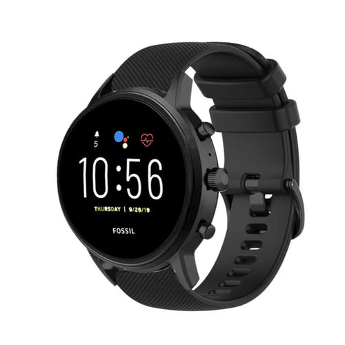 Premium Silicone Strap, black, on a watch, 3/4 front view