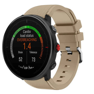 Twill Silicone Strap, beige, on a watch, 3/4 front view