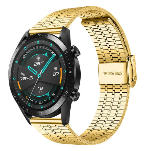 Fine Steel Strap, gold, on a watch, 3/4 front view