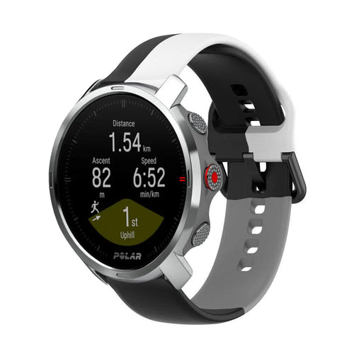 Silicone Triple Sport Strap, on a watch, 3/4 front view