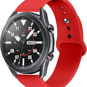 Silicone Sport Strap, red, on a watch, 3/4 front view