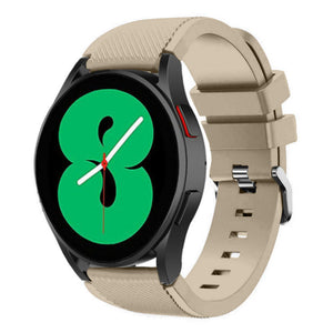 Twill Silicone Strap, beige, on a watch, 3/4 front view