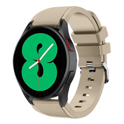Twill Silicone Strap, beige, on a watch, 3/4 front view