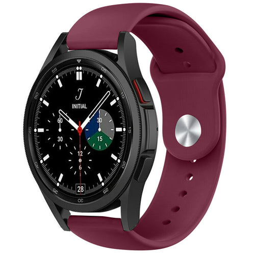 Silicone Sport Strap, burgundy, on a watch, 3/4 front view