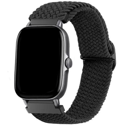 Nylon Adjustable Braided Strap, black, on a watch, 3/4 front view