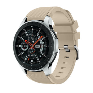 Twill Silicone Strap, beige, on a watch, 3/4 front view