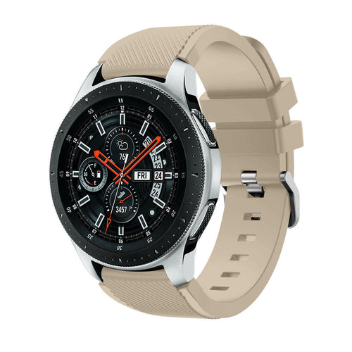 Twill Silicone Strap, beige, on a watch, 3/4 front view