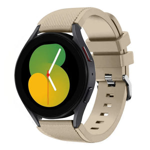Twill Silicone Strap, beige, on a watch, 3/4 front view