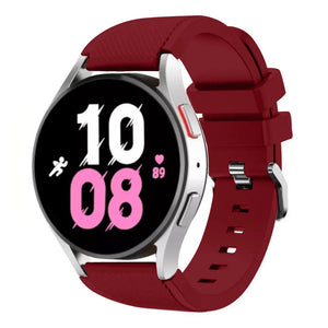 Twill Silicone Strap, burgundy, on a watch, 3/4 front view