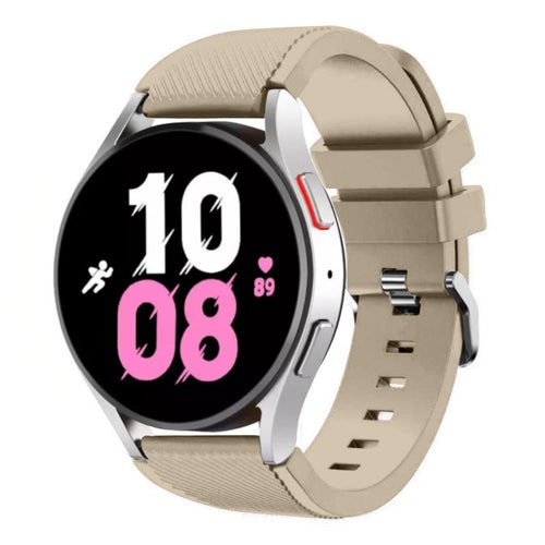Twill Silicone Strap, beige, on a watch, 3/4 front view
