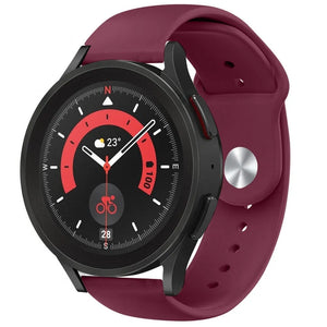 Silicone Sport Strap, burgundy, on a watch, 3/4 front view