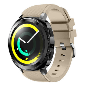 Twill Silicone Strap, beige, on a watch, 3/4 front view