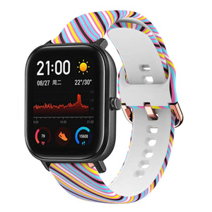 Print Silicone Strap, on a watch, 3/4 front view