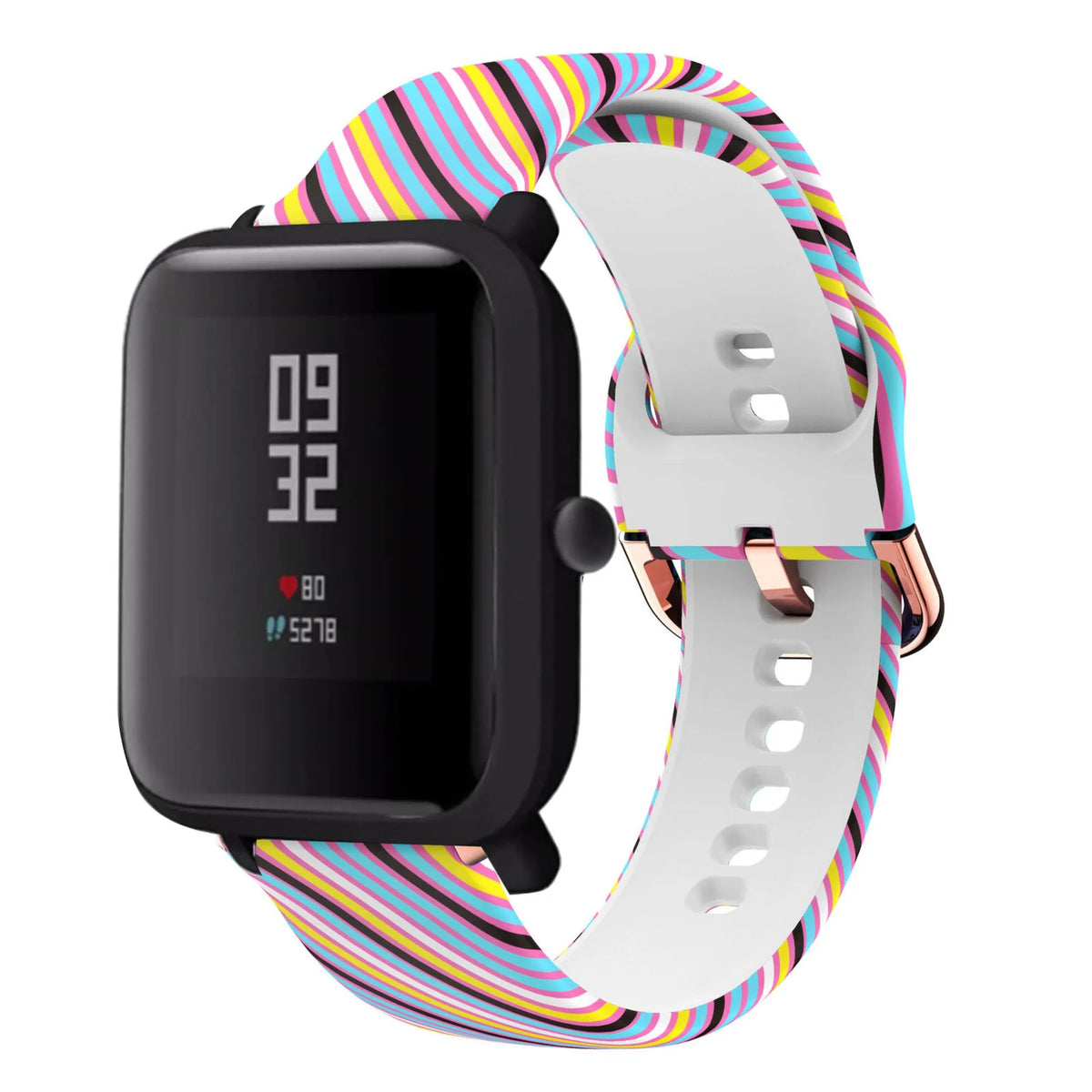 Print Silicone Strap, on a watch, 3/4 front view