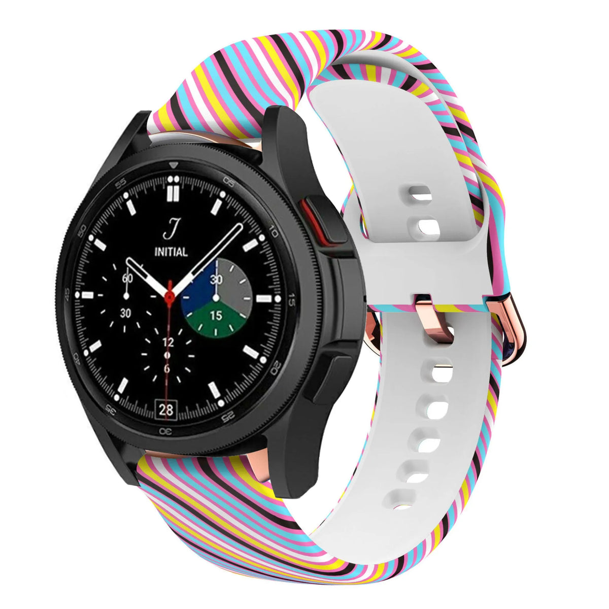 Print Silicone Strap, on a watch, 3/4 front view