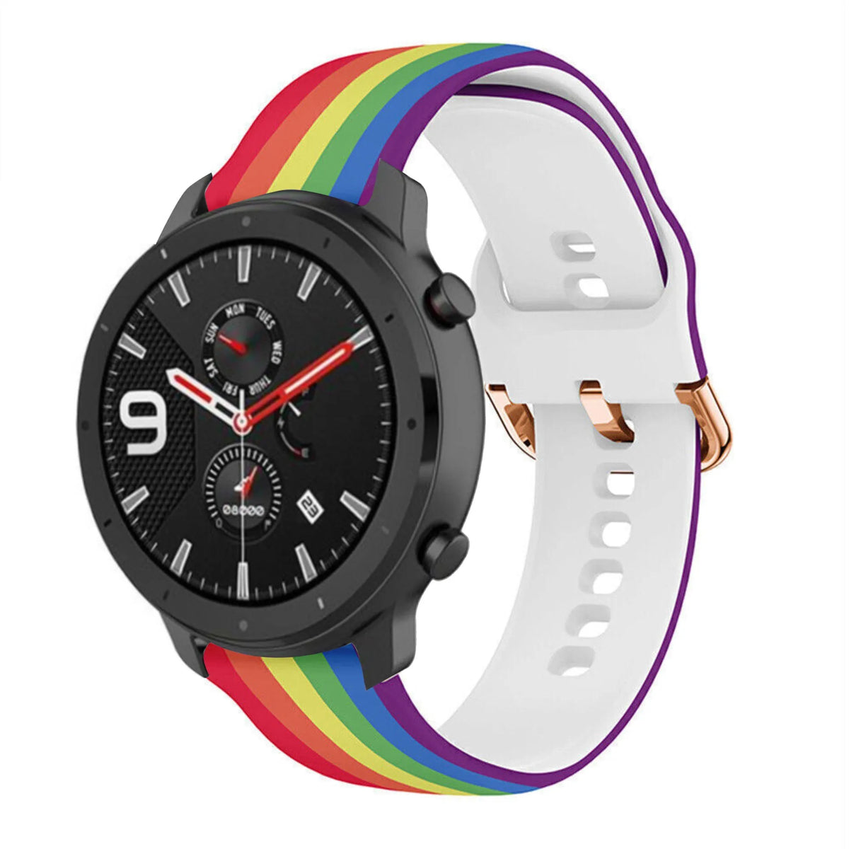 Print Silicone Strap, on a watch, 3/4 front view
