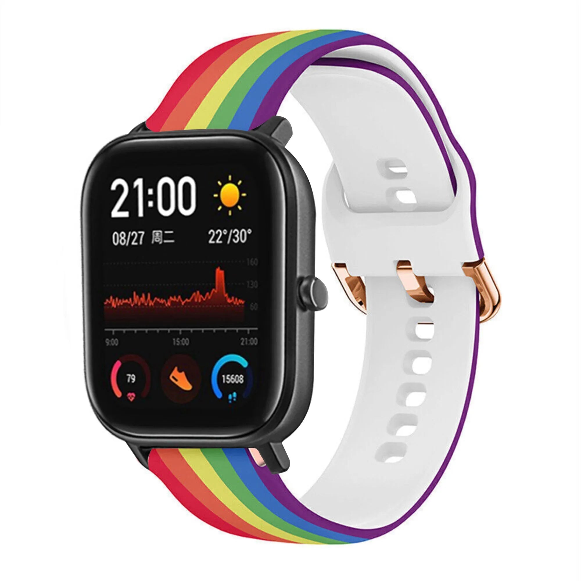 Print Silicone Strap, on a watch, 3/4 front view