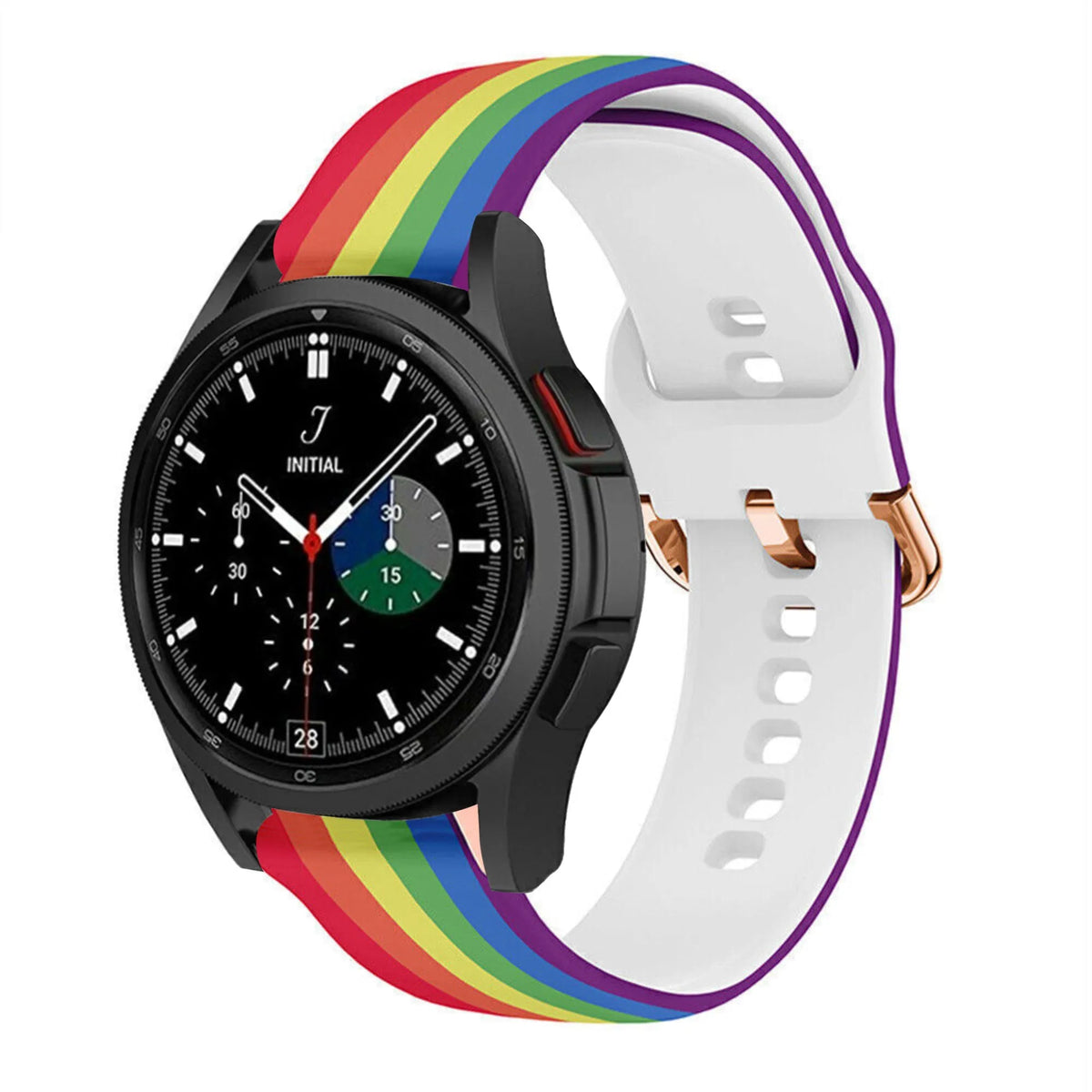 Print Silicone Strap, on a watch, 3/4 front view