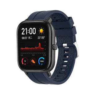 Silicone Strap 'Extreme', dark blue, on a watch, 3/4 front view
